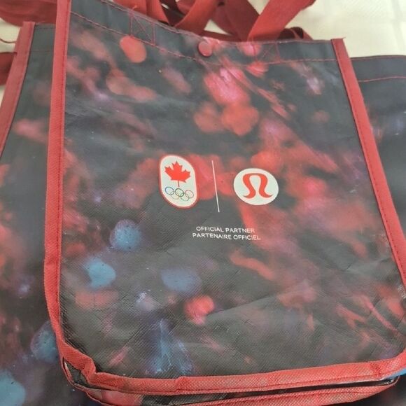 Lululemon Athletica Red and Black Tote Reusable Bag Trio Bundle Of 3 Bags - Picture 13 of 16